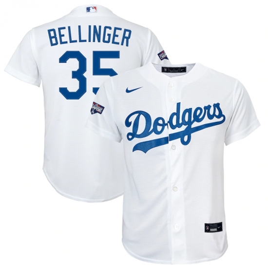 Youth Los Angeles Dodgers #35 Cody Bellinger Nike White 2020 World Series Champions Home Replica Player Jersey - Ujersey