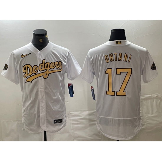 Men's Los Angeles Dodgers #17 Shohei Ohtani White 2022 All Star Stitched Flex Base Nike Jersey - Ujersey