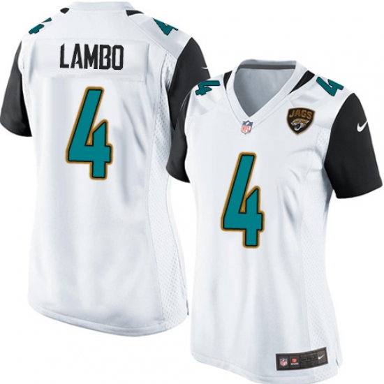 Women's Nike Jacksonville Jaguars #4 Josh Lambo Game White NFL Jersey - Ujersey