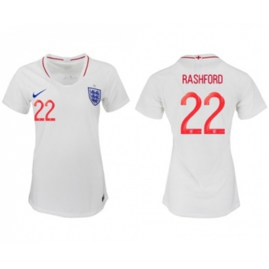 Women's England #22 Rashford Home Soccer Country Jersey