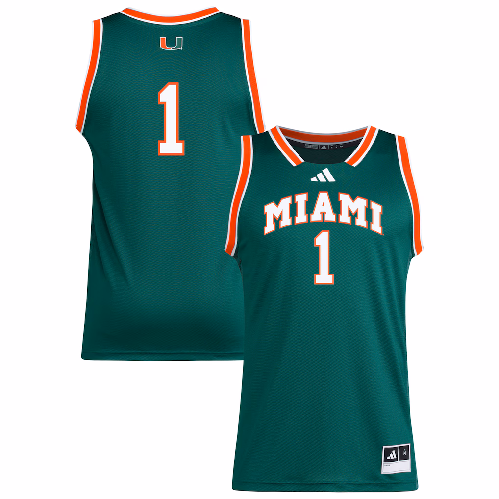Men's adidas #1 Green Miami Hurricanes Replica Swingman Jersey - Ujersey NHL