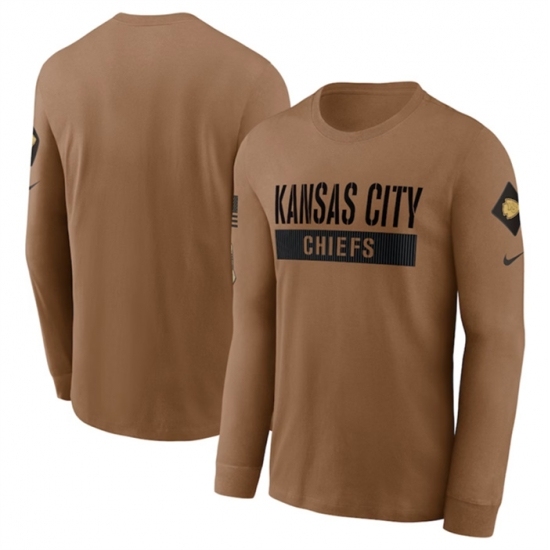 Men's Kansas City Chiefs 2023 Brown Salute To Service Long Sleeve T Shirt - Ujersey
