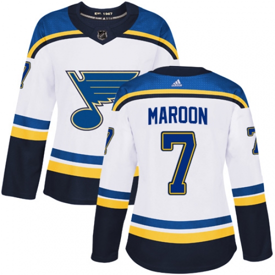 Women's Adidas St. Louis Blues #7 Patrick Maroon Authentic White Away NHL Jersey - Ujersey