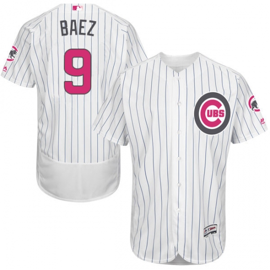 Men's Majestic Chicago Cubs #9 Javier Baez Authentic White 2016 Mother's Day Fashion Flex Base MLB Jersey - Ujersey