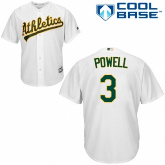 Youth Majestic Oakland Athletics #3 Boog Powell Authentic White Home Cool Base MLB Jersey - Ujersey
