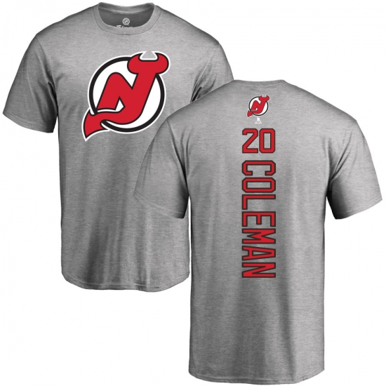 NHL Adidas New Jersey Devils #20 Blake Coleman Ash Backer T-Shirt - Ujersey