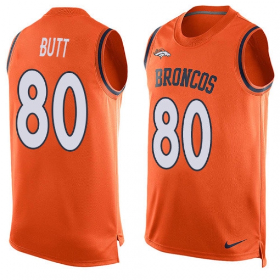 Men's Nike Denver Broncos #80 Jake Butt Limited Orange Player Name & Number Tank Top NFL Jersey