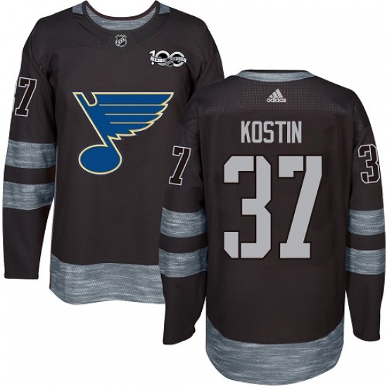 Men's Adidas St. Louis Blues #37 Klim Kostin Authentic Black 1917-2017 100th Anniversary NHL Jersey - Ujersey
