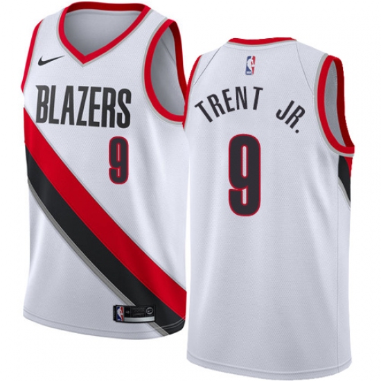 Men's Nike Portland Trail Blazers #9 Gary Trent Jr. Swingman White NBA Jersey - Association Edition - Ujersey