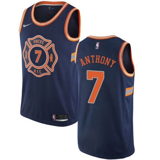 Women's Nike New York Knicks #7 Carmelo Anthony Swingman Navy Blue NBA Jersey - City Edition - Ujersey
