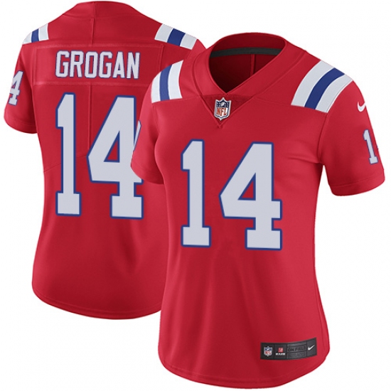 Women's Nike New England Patriots #14 Steve Grogan Red Alternate Vapor Untouchable Limited Player NFL Jersey - Ujersey