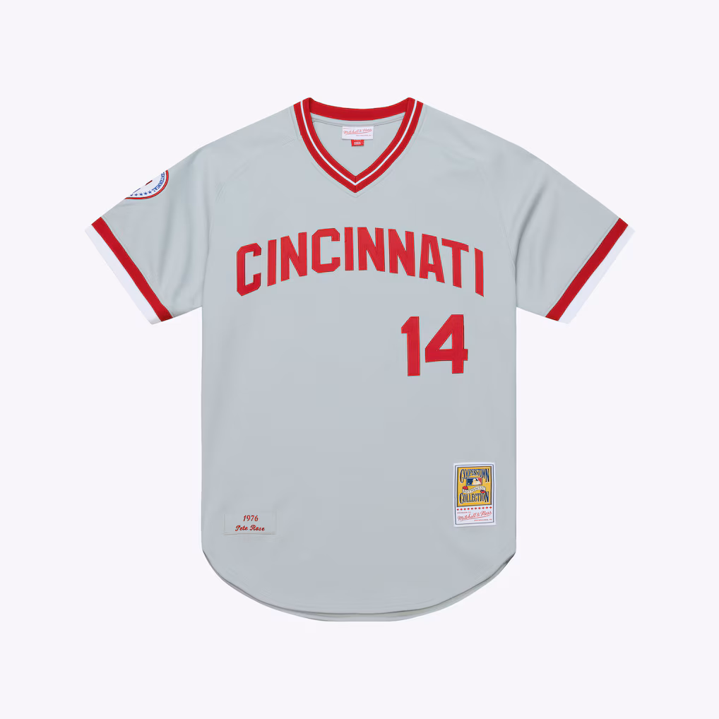 Men's Cincinnati Reds Pete Rose Mitchell & Ness Gray 1976 Authentic Jersey - ujerseystore