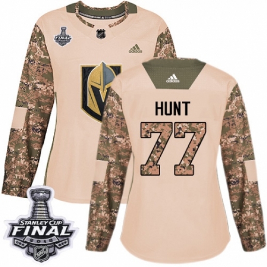 Women's Adidas Vegas Golden Knights #77 Brad Hunt Authentic Camo Veterans Day Practice 2018 Stanley Cup Final NHL Jersey