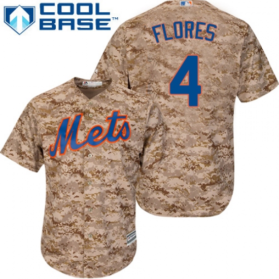 Men's Majestic New York Mets #4 Wilmer Flores Authentic Camo Alternate Cool Base MLB Jersey - Ujersey