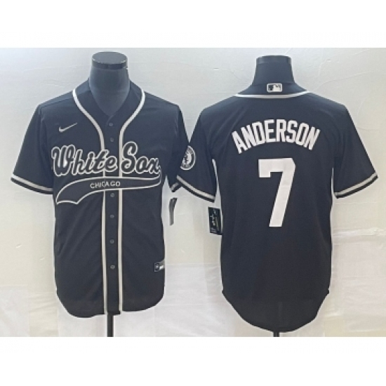 Men's Chicago White Sox #7 Tim Anderson Black Cool Base Stitched Baseball Jersey 1 - Ujersey