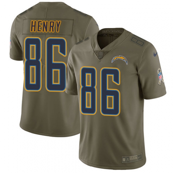 Men's Nike Los Angeles Chargers #86 Hunter Henry Limited Olive 2017 Salute to Service NFL Jersey - Ujersey