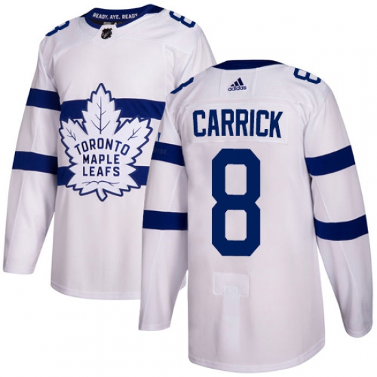 Youth Adidas Toronto Maple Leafs #8 Connor Carrick Authentic White 2018 Stadium Series NHL Jersey - Ujersey