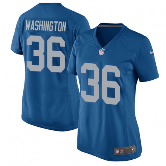 Women's Nike Detroit Lions #36 Dwayne Washington Game Blue Alternate NFL Jersey - Ujersey
