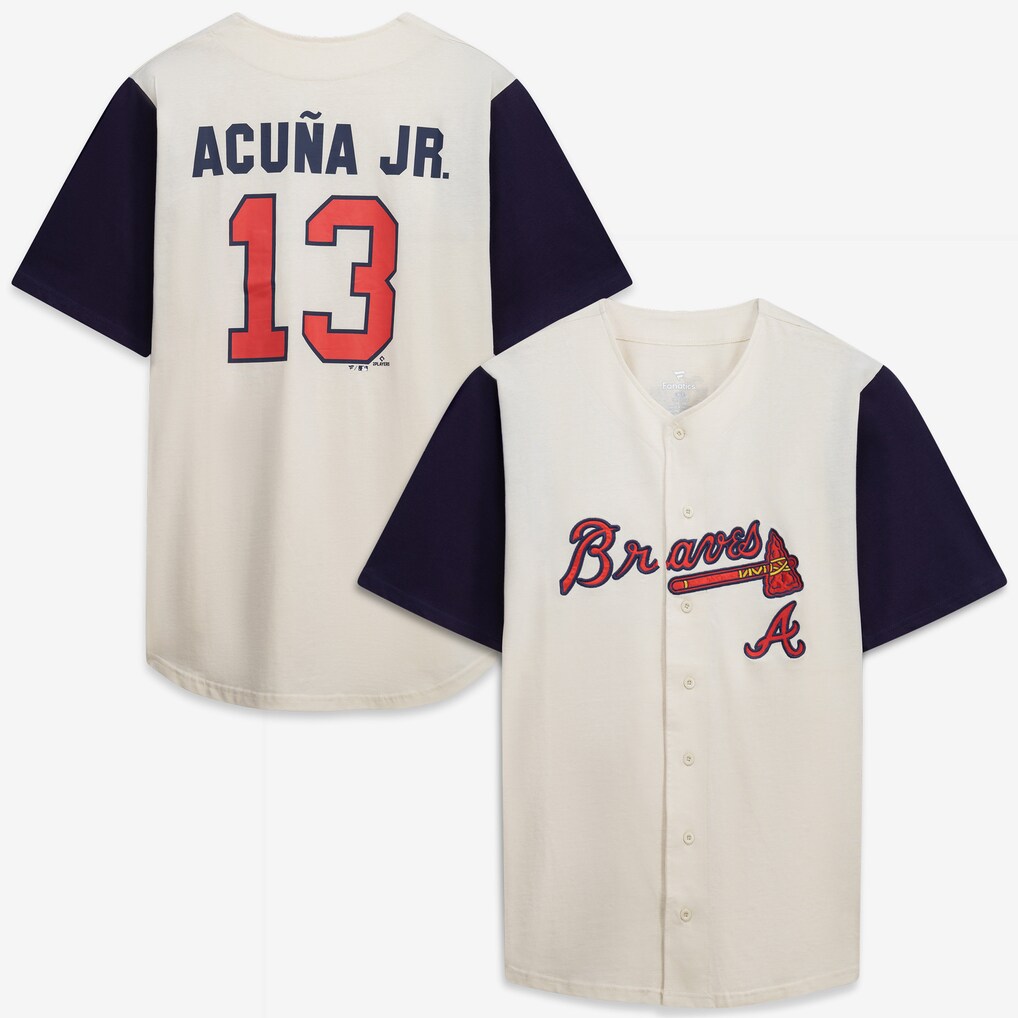 Men's Atlanta Braves Profile Cream/Navy Big & Tall Two-Color Fashion Jersey - U-jersey