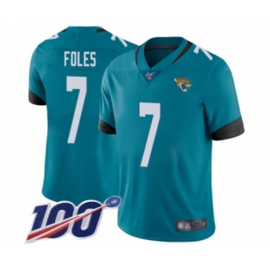 Men's Jacksonville Jaguars #7 Nick Foles Teal Green Alternate Vapor Untouchable Limited Player 100th Season Football Jersey - Ujersey