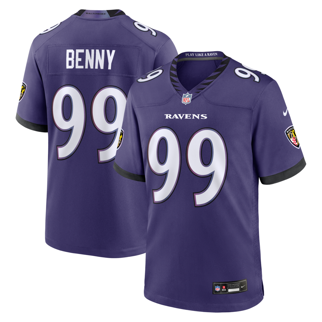 Men's Baltimore Ravens Rayshaun Benny Nike Purple Team Game Jersey - Ujersey