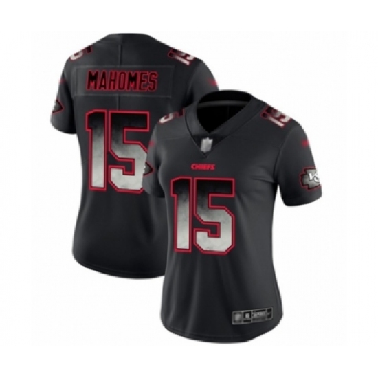 Women's Kansas City Chiefs #15 Patrick Mahomes II Limited Black Smoke Fashion Football Jersey - Ujersey
