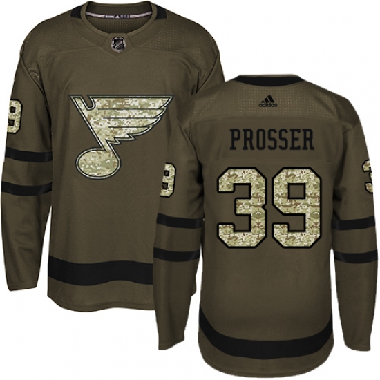 Men's Adidas St. Louis Blues #39 Nate Prosser Authentic Green Salute to Service NHL Jersey - Ujersey