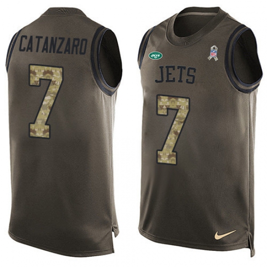 Men's Nike New York Jets #7 Chandler Catanzaro Limited Green Salute to Service Tank Top NFL Jersey - Ujersey