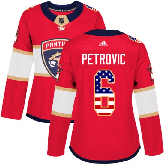 Women's Adidas Florida Panthers #6 Alex Petrovic Authentic Red USA Flag Fashion NHL Jersey - Ujersey