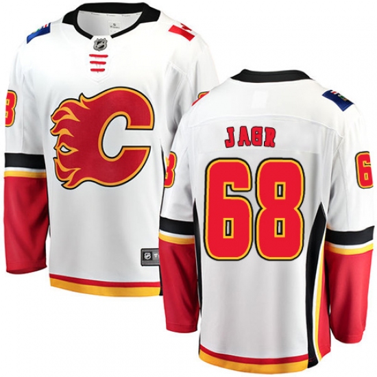 Youth Calgary Flames #68 Jaromir Jagr Fanatics Branded White Away Breakaway NHL Jersey