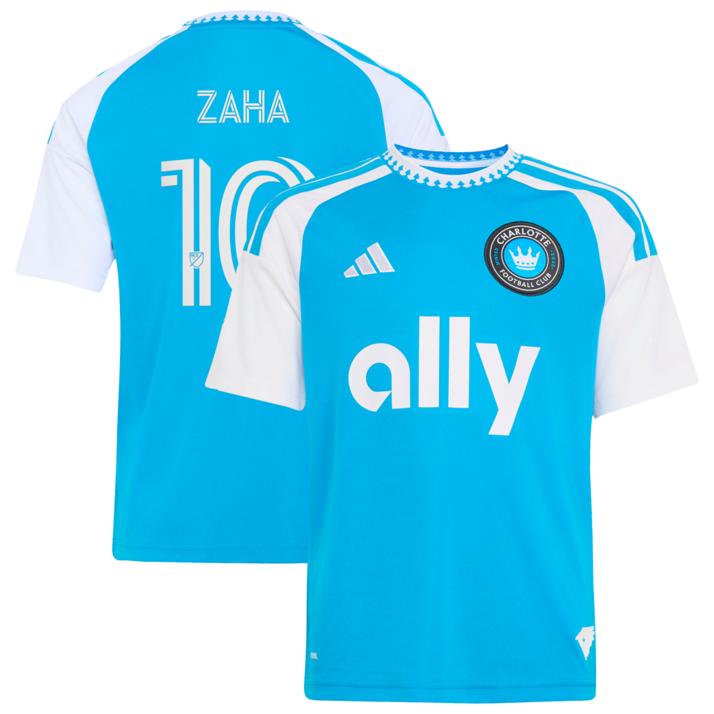 Youth Charlotte FC Wilfried Zaha adidas Blue 2026 Carolina Kit: Crowns Up Replica Jersey - Ujersey