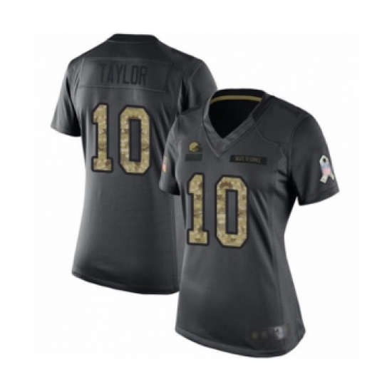 Women's Cleveland Browns #10 Taywan Taylor Limited Black 2016 Salute to Service Football Jersey - Ujersey