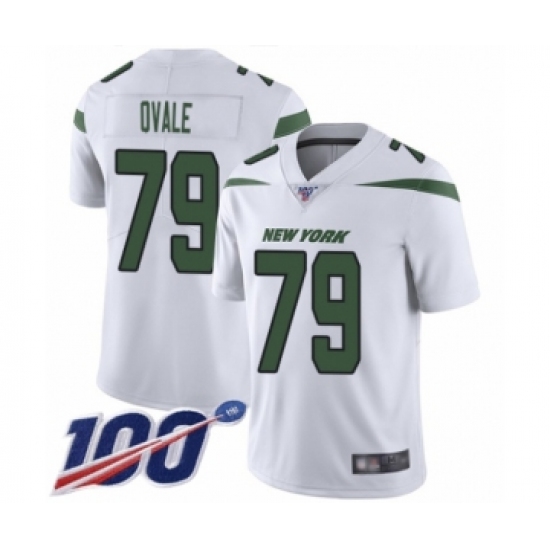 Men's New York Jets #79 Brent Qvale White Vapor Untouchable Limited Player 100th Season Football Jersey - Ujersey