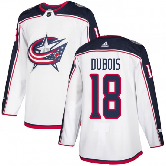 Men's Adidas Columbus Blue Jackets #18 Pierre-Luc Dubois White Road Authentic Stitched NHL Jersey - Ujersey