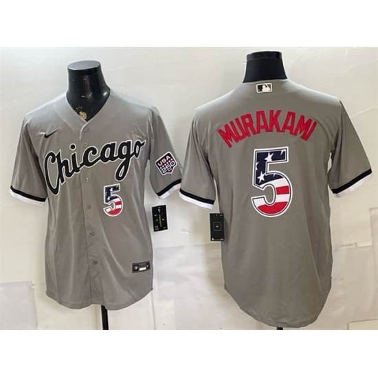 Men's Chicago White Sox #5 Munetaka Murakami Gray 2026 USA 250 Fourth of July Stitched Baseball Jersey - Ujersey