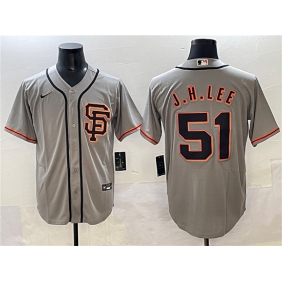 Men's San Francisco Giants #51 Jung Hoo Lee Gray Cool Base Stitched Baseball Jersey - Ujersey
