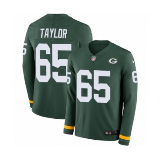 Youth Nike Green Bay Packers #65 Lane Taylor Limited Green Therma Long Sleeve NFL Jersey - Ujersey