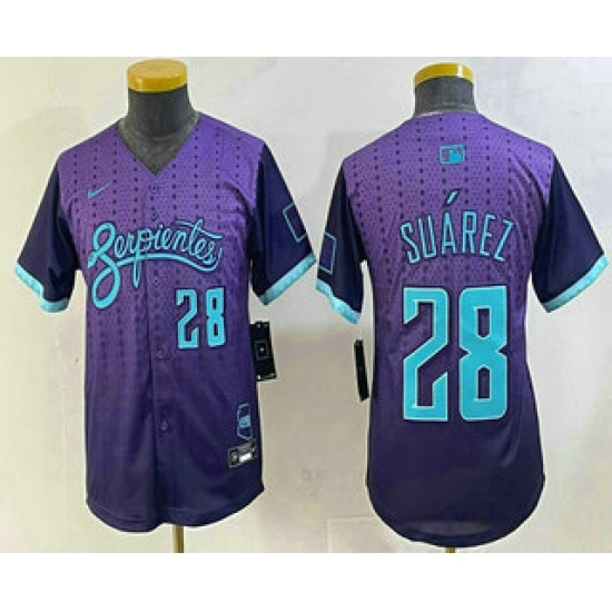 Youth Arizona Diamondbacks #28 Eugenio Suarez Number Purple 2025 City Connect Limited Jersey - Ujersey