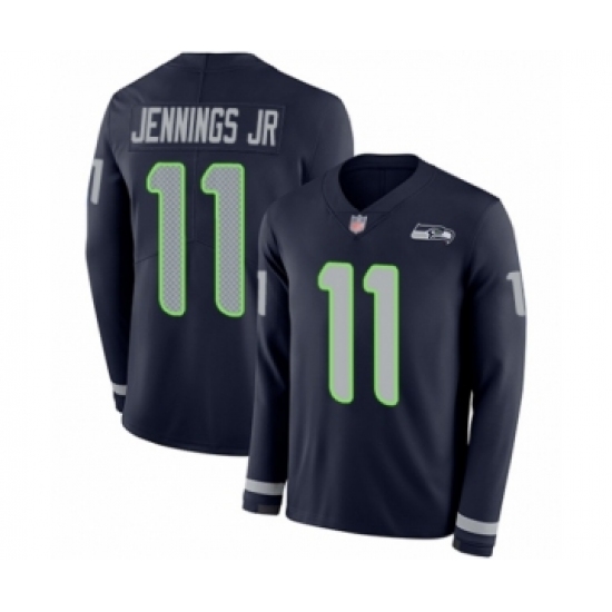 Youth Seattle Seahawks #11 Gary Jennings Jr. Limited Navy Blue Therma Long Sleeve Football Jersey - Ujersey