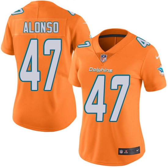 Women's Nike Miami Dolphins #47 Kiko Alonso Limited Orange Rush Vapor Untouchable NFL Jersey - Ujersey