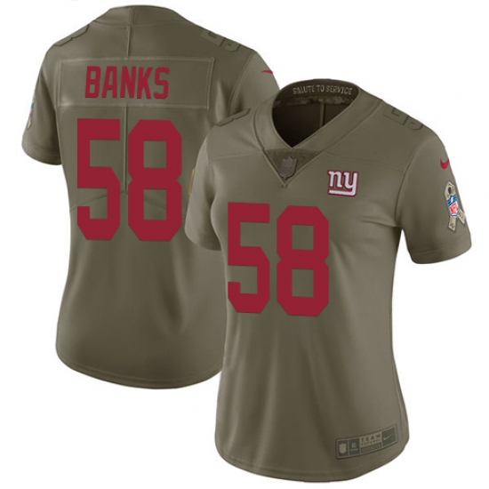 Women's Nike New York Giants #58 Carl Banks Limited Olive 2017 Salute to Service NFL Jersey - Ujersey