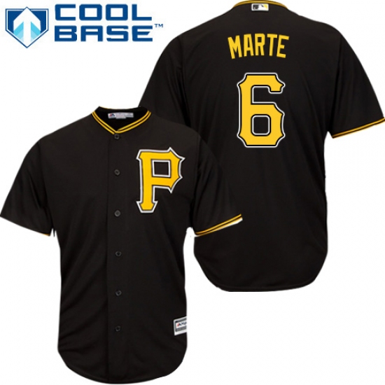 Youth Majestic Pittsburgh Pirates #6 Starling Marte Replica Black Alternate Cool Base MLB Jersey
