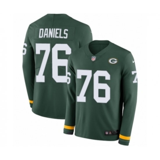 Youth Nike Green Bay Packers #76 Mike Daniels Limited Green Therma Long Sleeve NFL Jersey - Ujersey