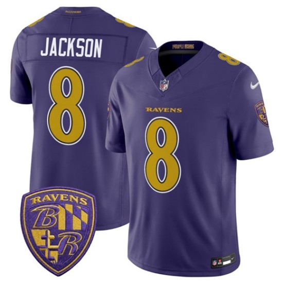 Men's Baltimore Ravens #8 Lamar Jackson Purple 2026 F.U.S.E. Alternate Vapor Limited Football Stitched Jersey - Ujersey