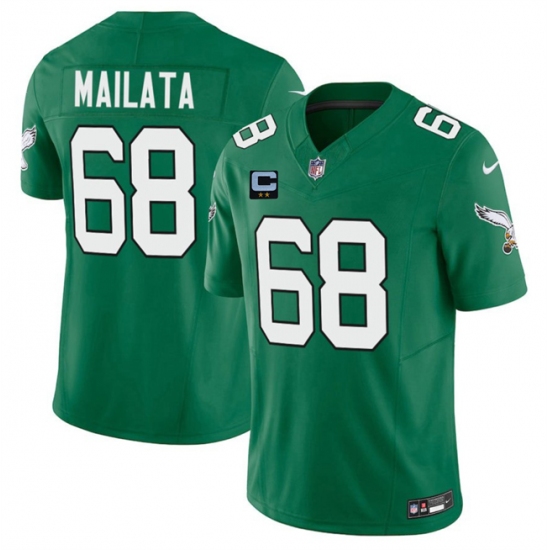 Men's Philadelphia Eagles #68 Jordan Mailata Kelly Green 2025 F.U.S.E. With 2-Star C Vapor Untouchable Limited Throwback Stitched Football Jersey