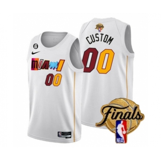 Men's Miami Heat Active Player Custom White 2023 Finals City Edition With NO.6 Stitched Basketball Jersey - Ujersey