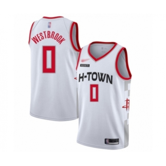 Men's Houston Rockets #0 Russell Westbrook Swingman White Basketball Jersey - 2019-20 City Edition - Ujersey