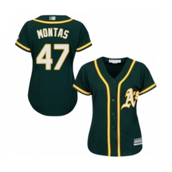 Women's Oakland Athletics #47 Frankie Montas Authentic Green Alternate 1 Cool Base Baseball Player Jersey - Ujersey