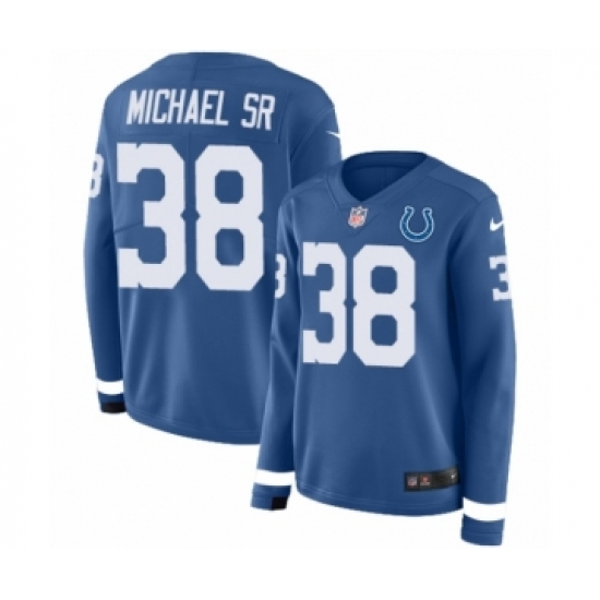 Women's Nike Indianapolis Colts #38 Christine Michael Sr Limited Blue Therma Long Sleeve NFL Jersey - Ujersey