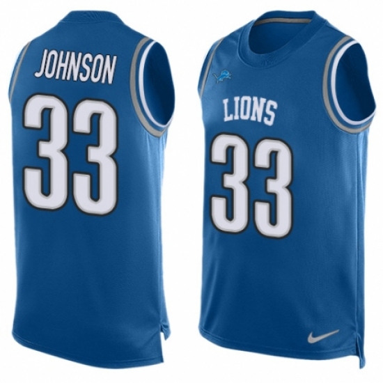 Men's Nike Detroit Lions #33 Kerryon Johnson Limited Blue Player Name & Number Tank Top NFL Jersey - Ujersey